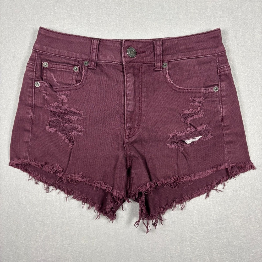 American Eagle Outfitters Cut-off Shorts Women's Size 2 Stretch Burgundy 3"